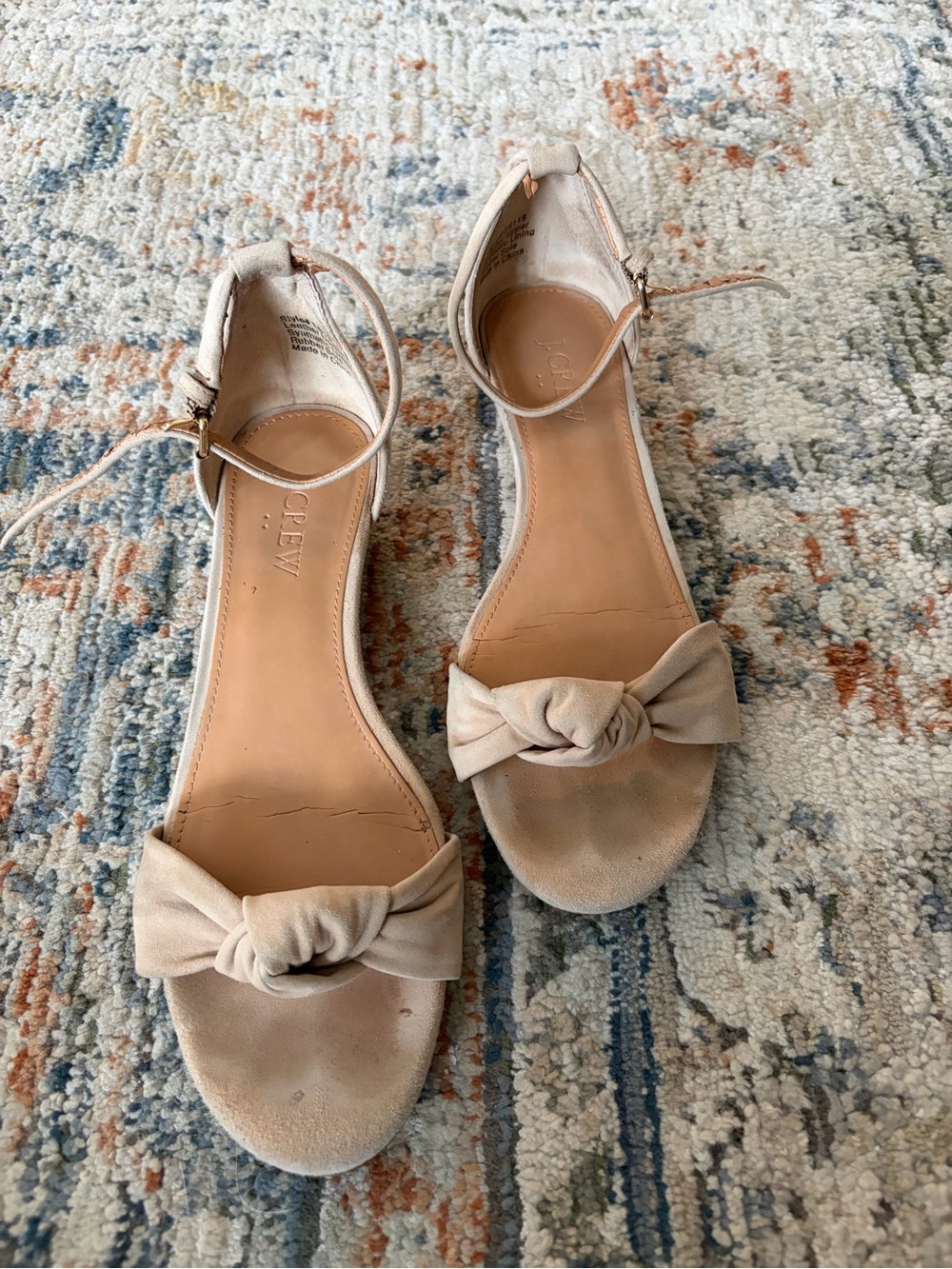 J. Crew Beige Knotted Ankle-Strap Sandals